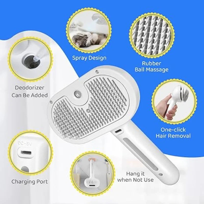 Pet Hair Removal Comb USB Rechargeable for Cats & Dogs